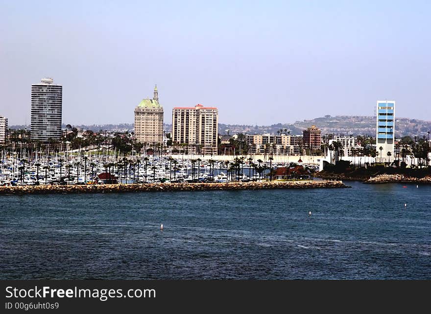 A tropical marina on the coast of deep blue water. A tropical marina on the coast of deep blue water