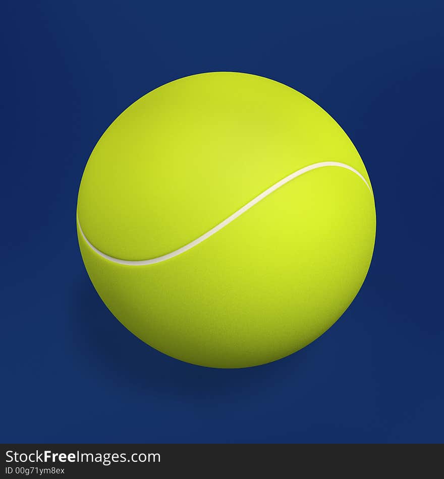 Single tennis ball isolated on blue background