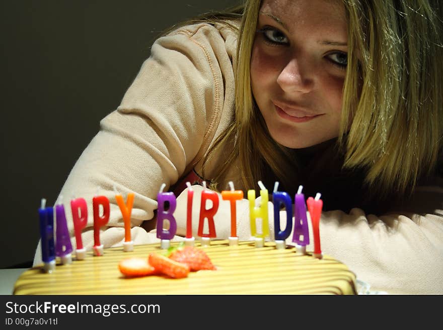 Beautiful girl with birthday cake. Beautiful girl with birthday cake