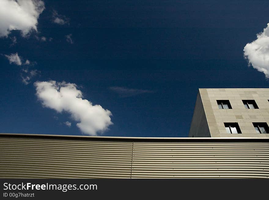 Geometric building with sky