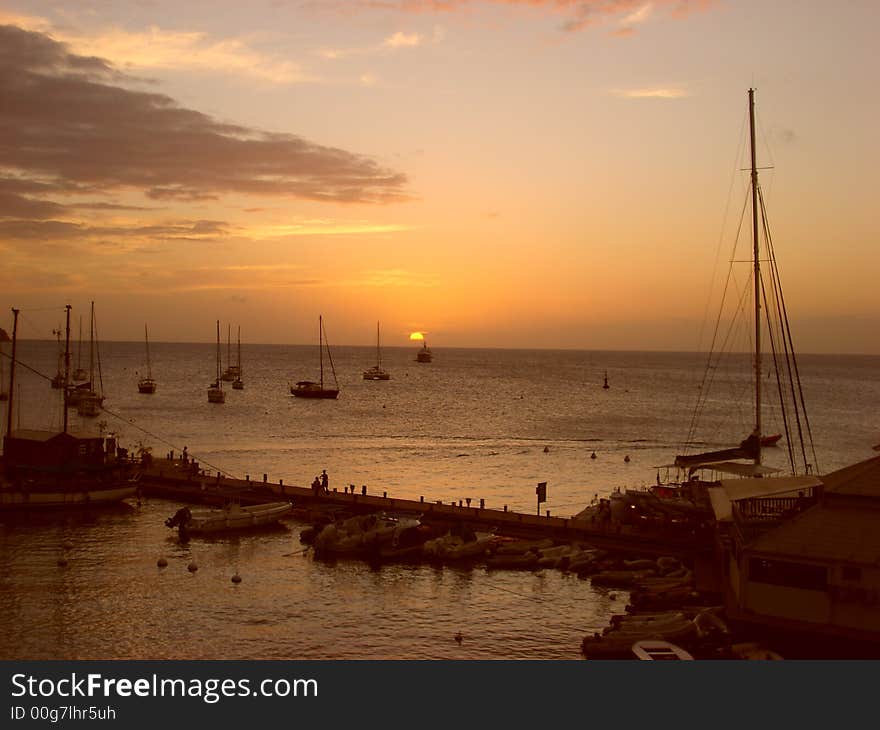 Sunset at the little wharf. Sunset at the little wharf