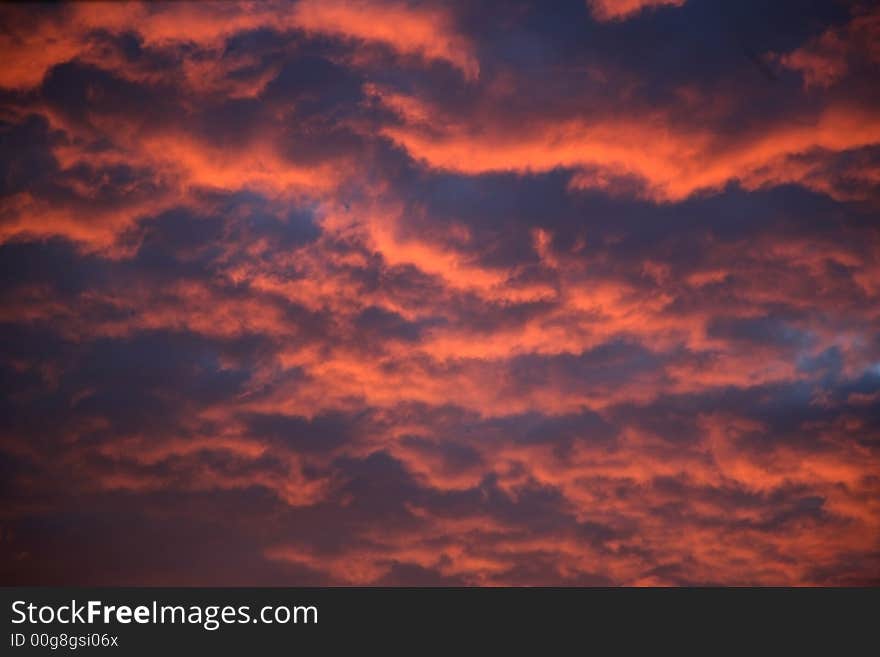 Beautiful sunset colors reflected in the clouds. Beautiful sunset colors reflected in the clouds