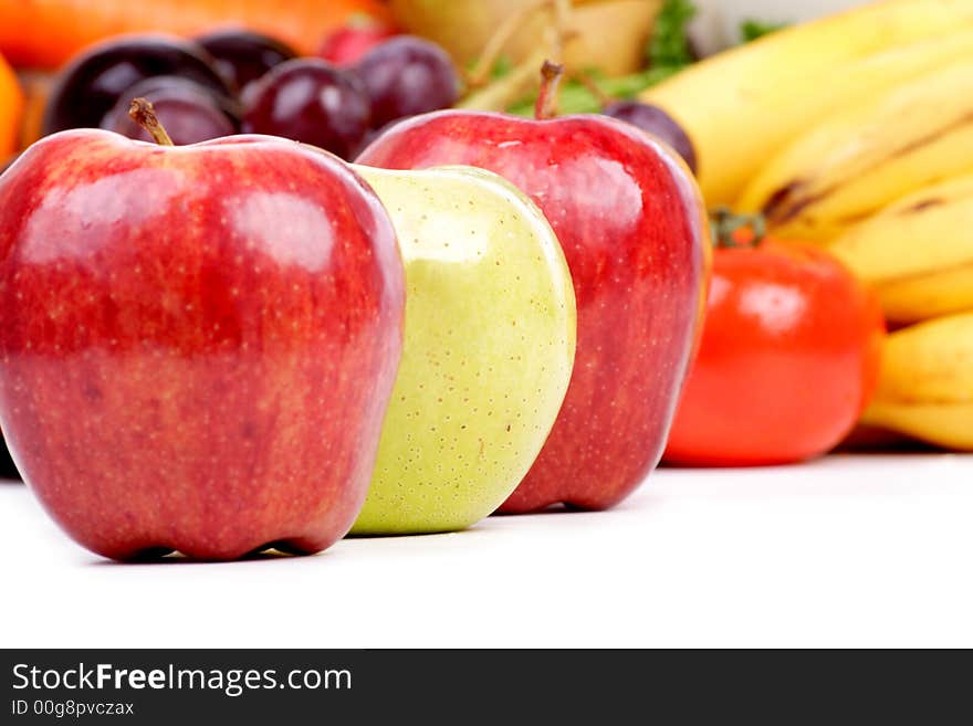 Fresh Vegetables, Fruits and other foodstuffs. Shot in a studio. Fresh Vegetables, Fruits and other foodstuffs. Shot in a studio.