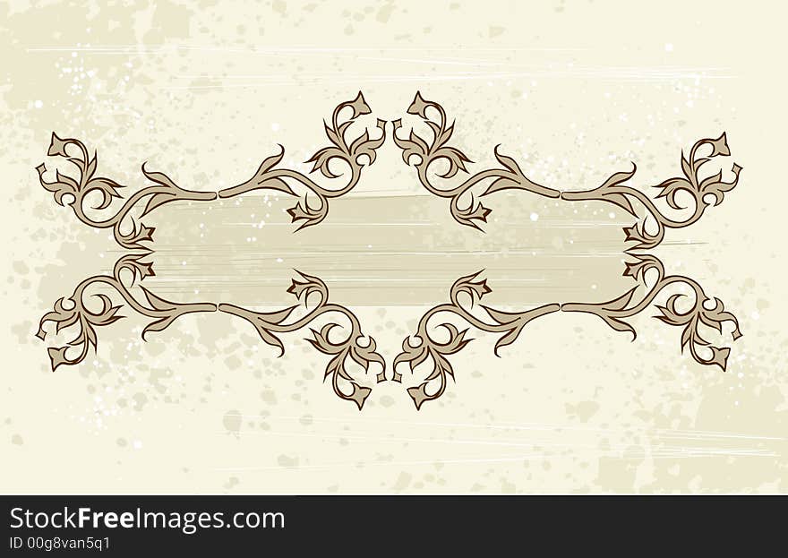 Calligraphy flowers ornament on grunge background. Calligraphy flowers ornament on grunge background