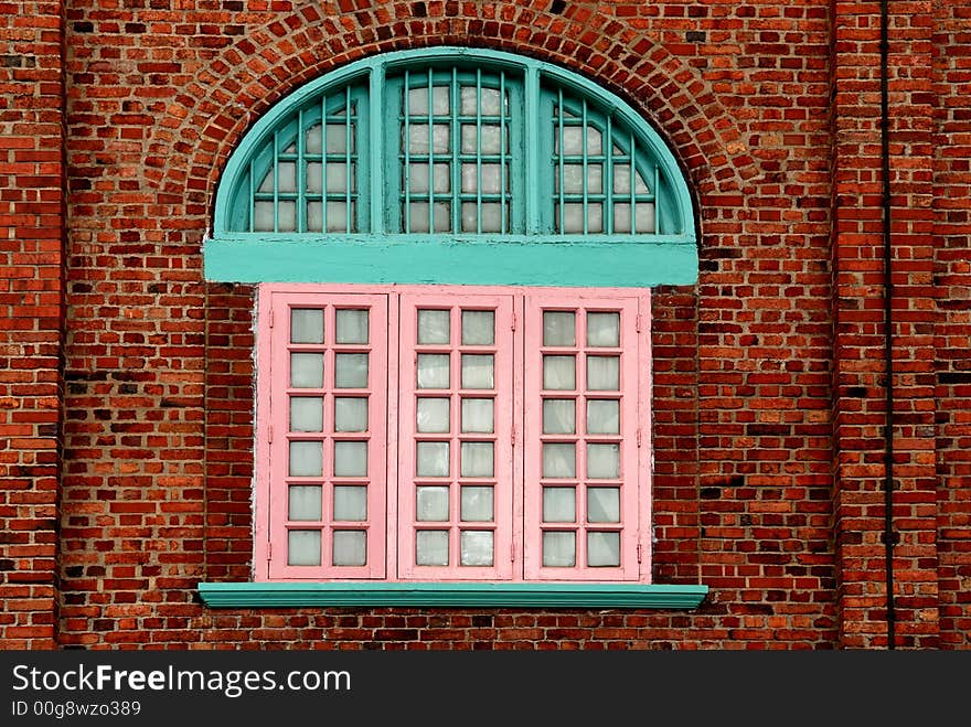 Colorful old window in the city