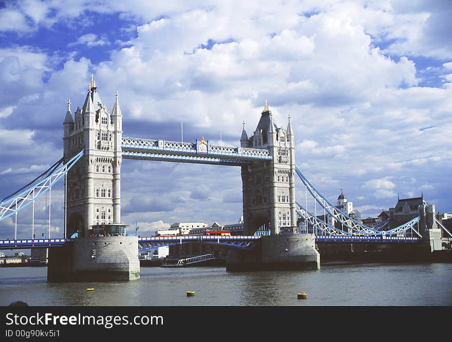 The tower bridge of London in a summer day