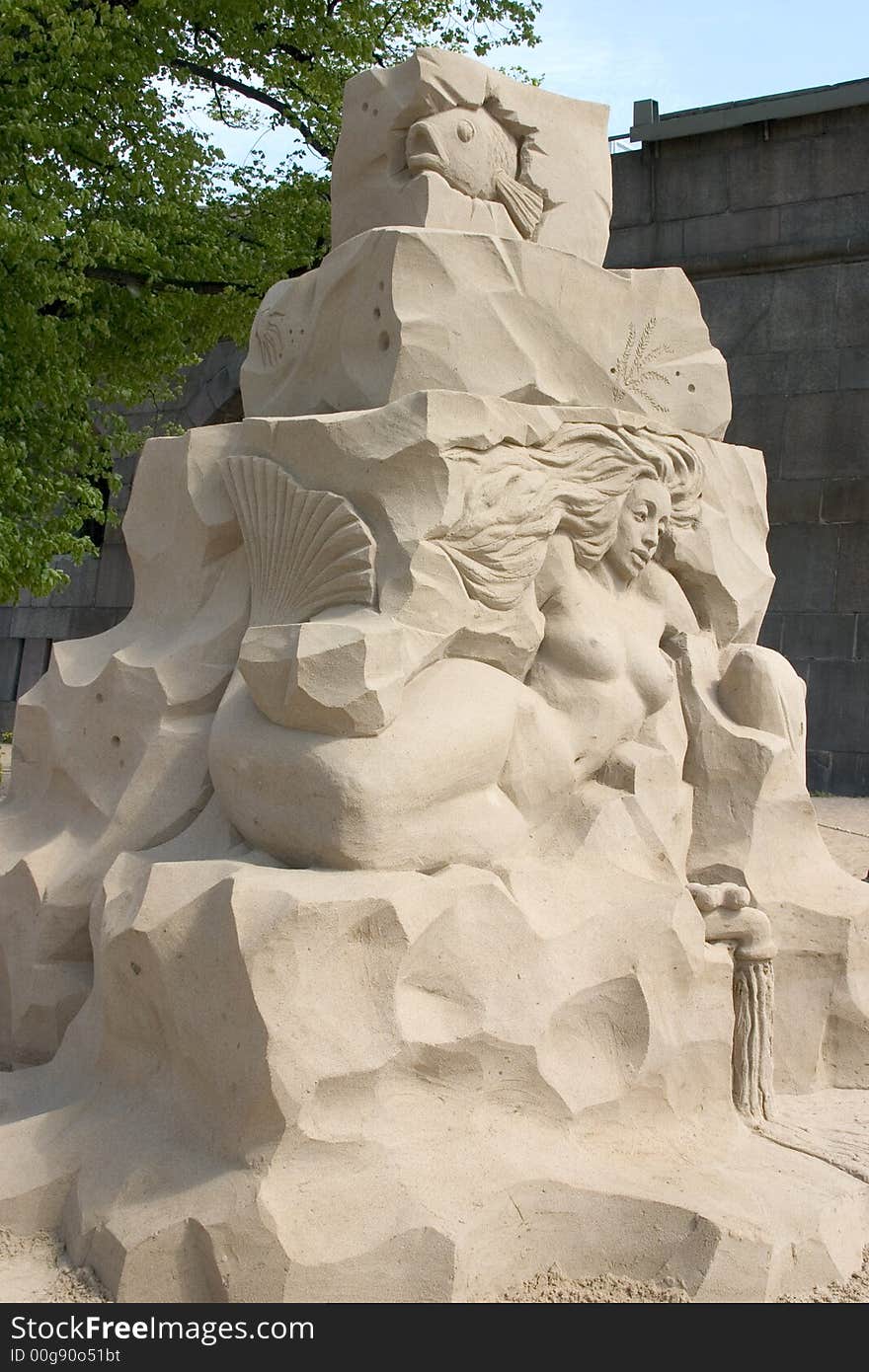 The sand sculpture of water-nymph