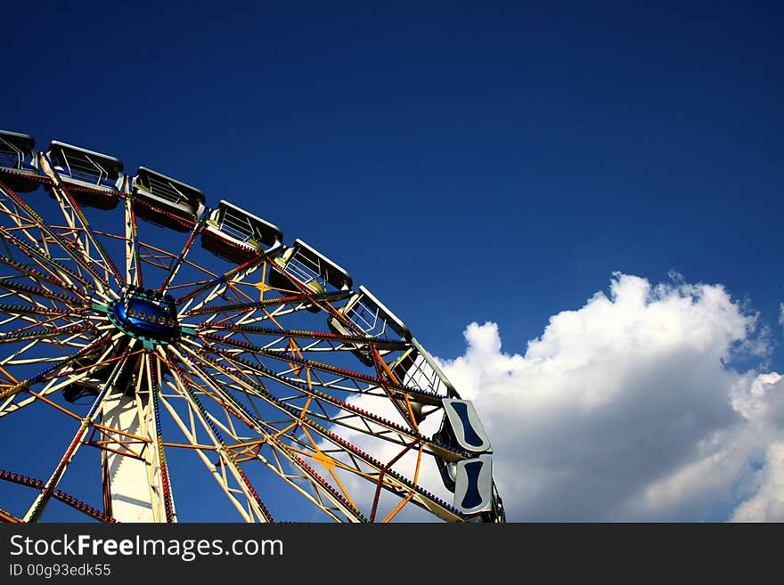 Ferris wheel and a blue sky