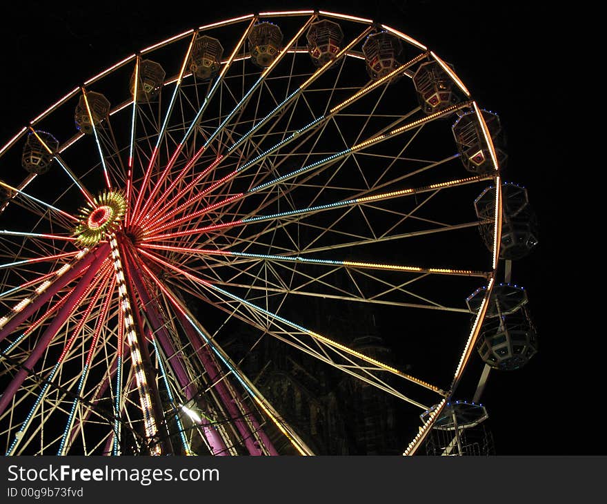 Big wheel at night at new year in edinburgh