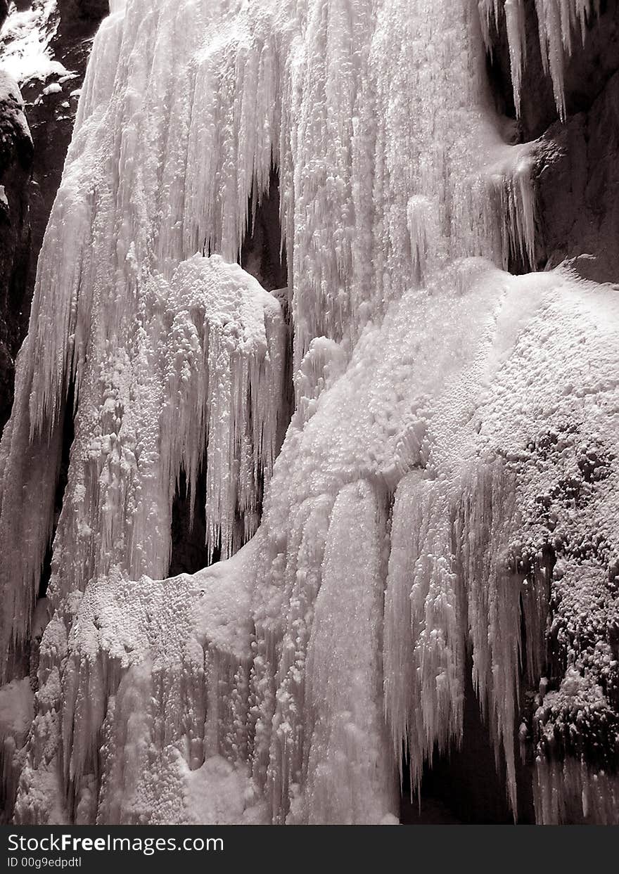 Ice formation in the Partnachklamm in Garmisch-Partenkirchen, Germany