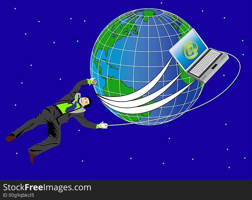 Vector illustration of business communication in planet. Vector illustration of business communication in planet