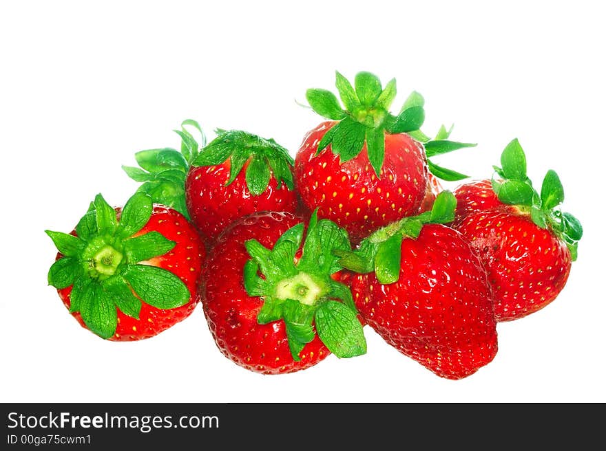 Fresh strawberries over white background