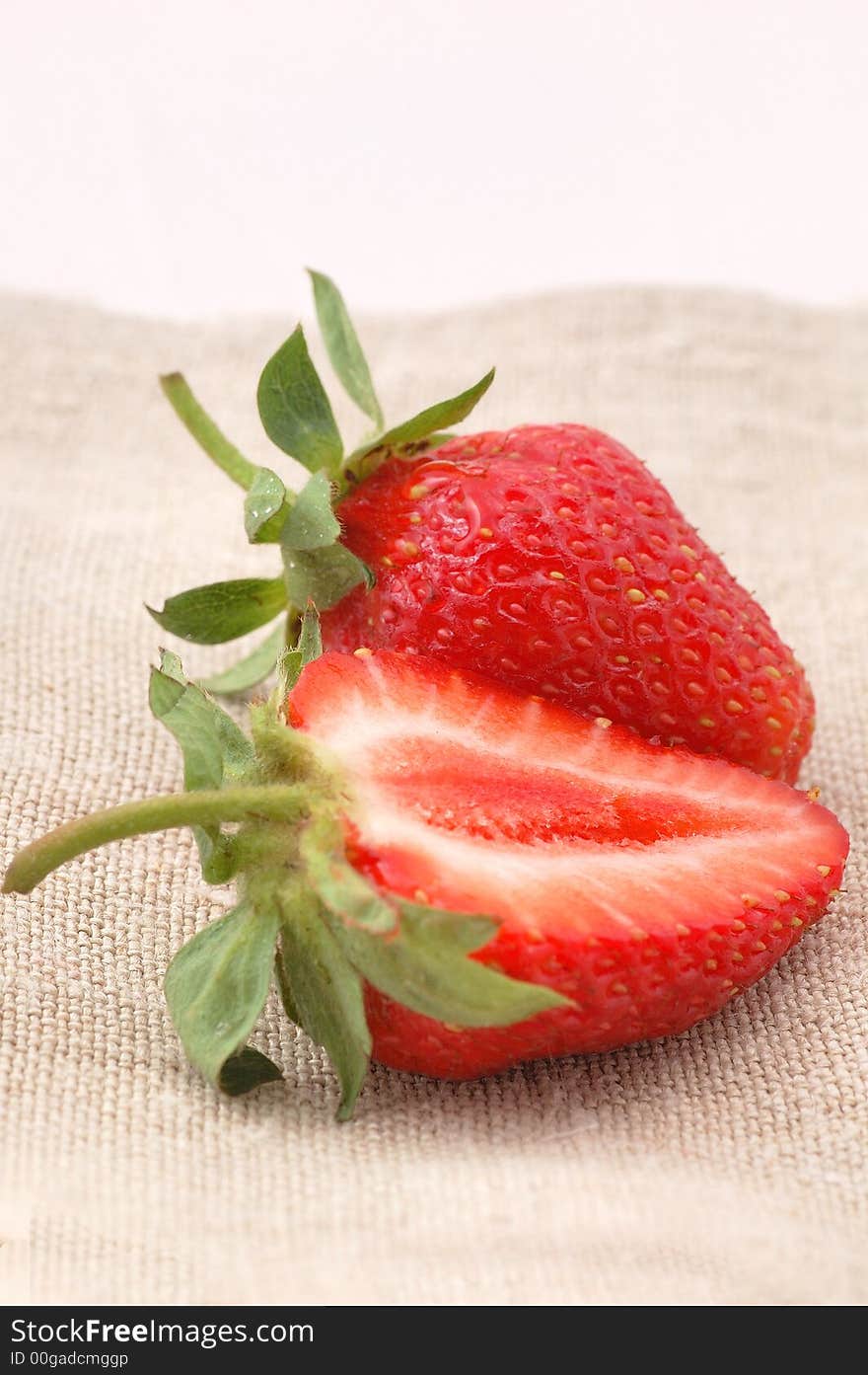 Two strawberries on the table