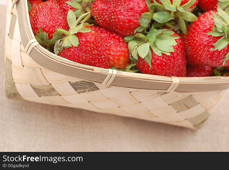 Many strawberries in the basket