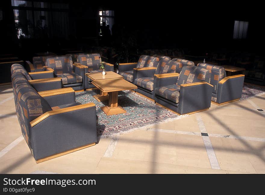 Chairs and sunlight in some hotel. Chairs and sunlight in some hotel