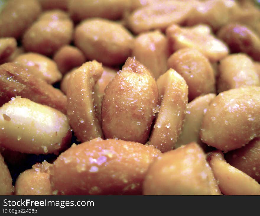 Extreme close-up of salted nuts. Extreme close-up of salted nuts.