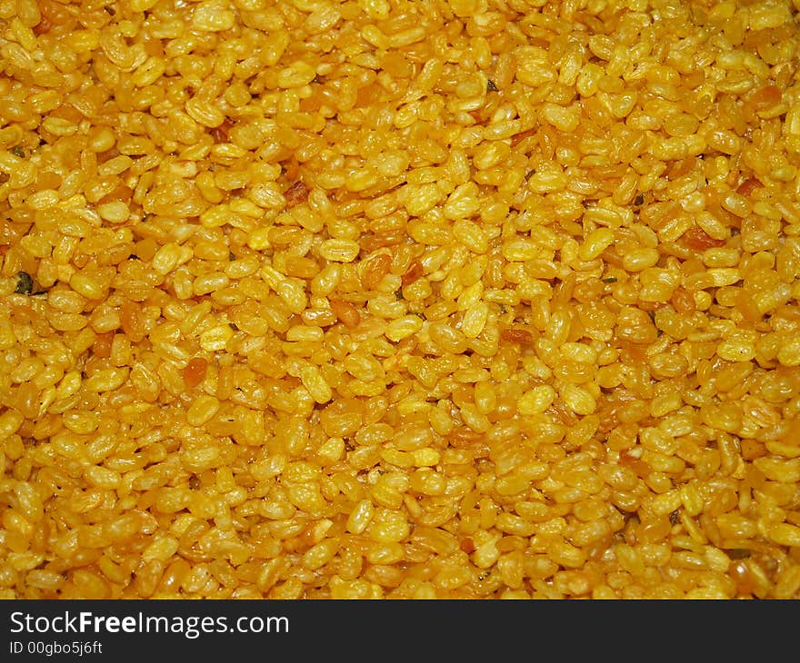 Mass of Indian bakery fried peas.