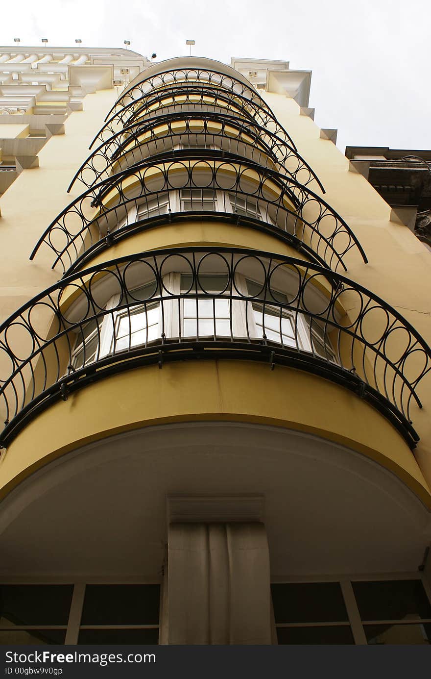 Row of balcony banisters