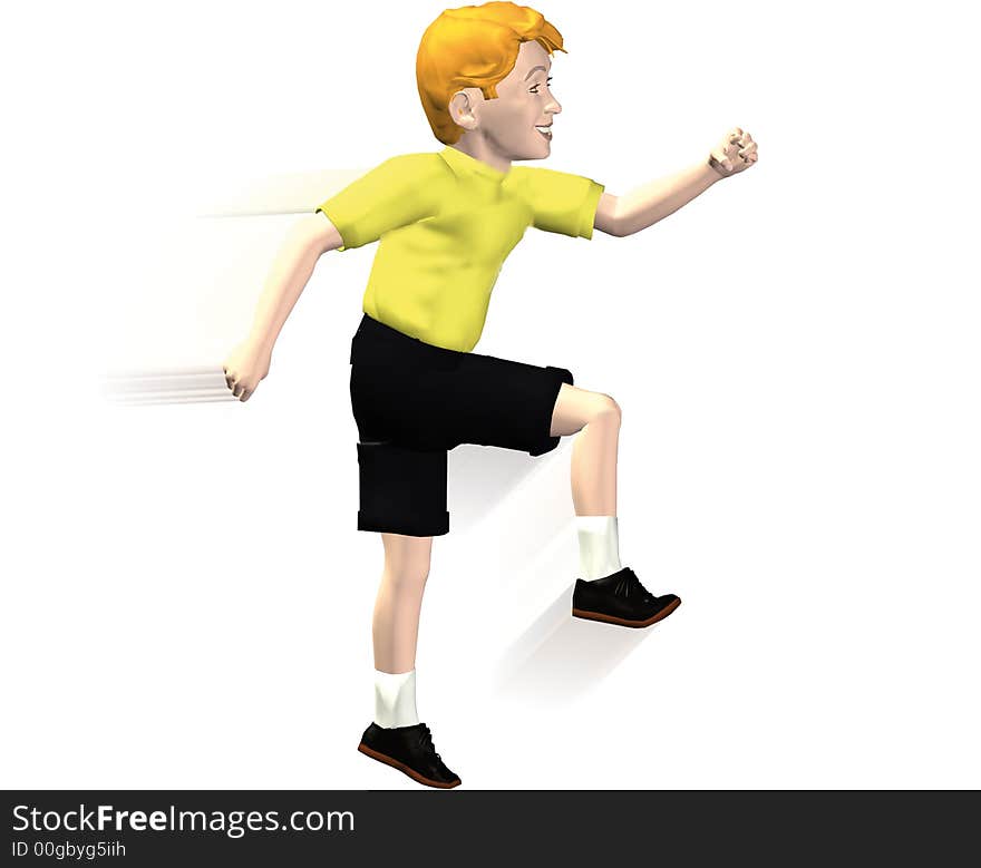 Illustration - young boy climbing steps (steps not in scene) quickly. With motion blur. Illustration - young boy climbing steps (steps not in scene) quickly. With motion blur.