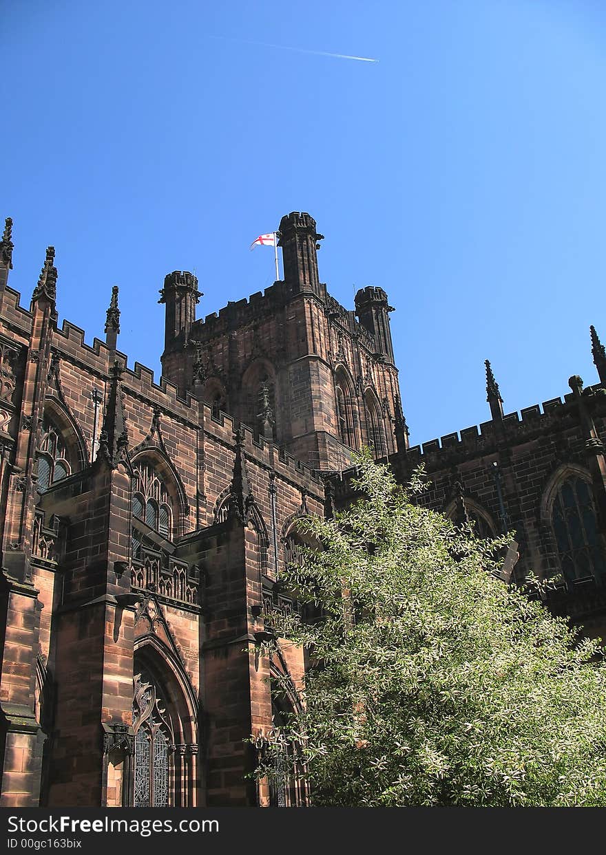 View of Chester Anglican Cathedral in England UK