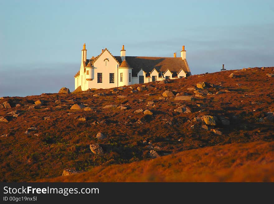 Hiding house at sunset