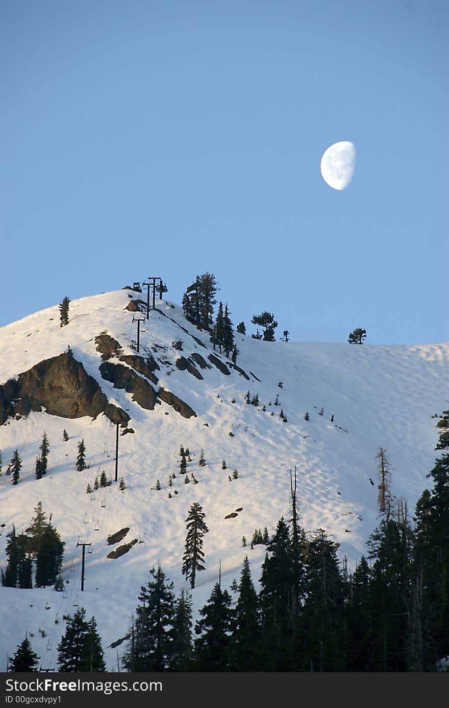 A scenic mountain moonscape shot at dawn. A scenic mountain moonscape shot at dawn