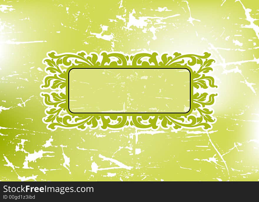 Abstract grunge painted background with floral frame vector illustration. Abstract grunge painted background with floral frame vector illustration