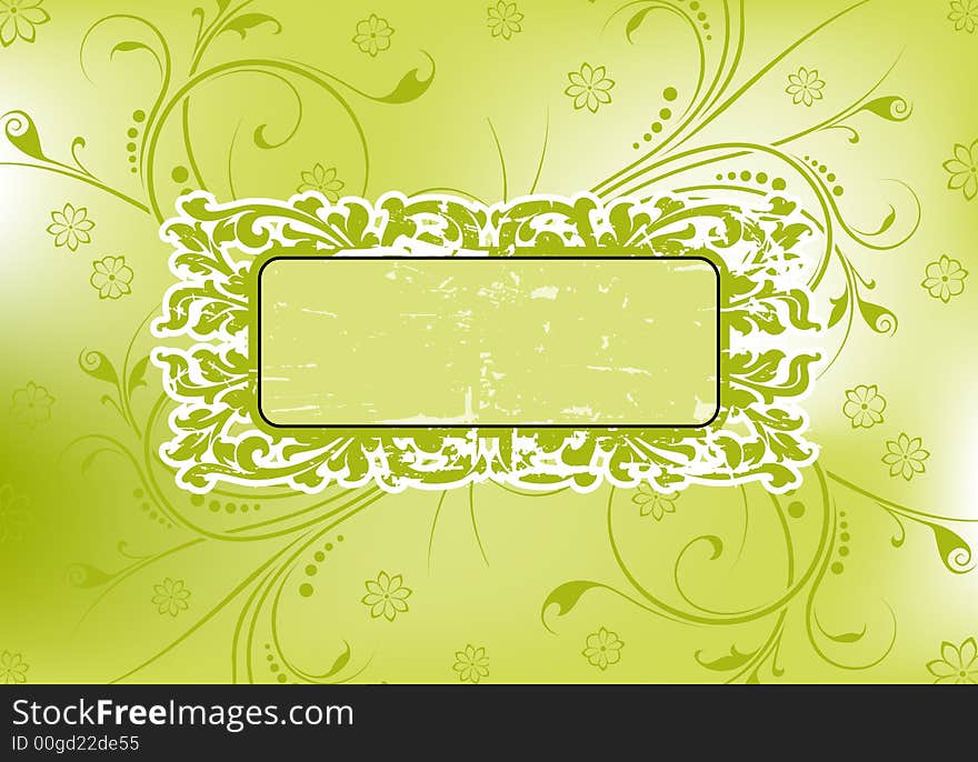 Abstract grunge painted background with floral frame vector illustration. Abstract grunge painted background with floral frame vector illustration