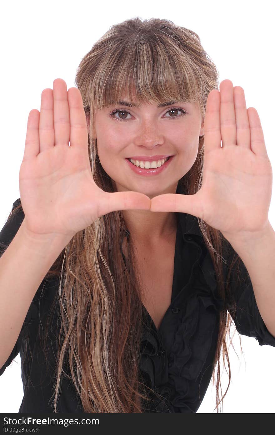 Smiling Girl Framing Face