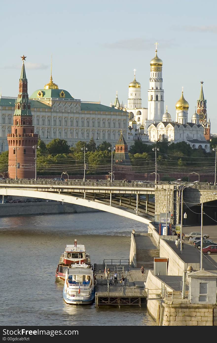 Russian Moscow Kremlin. bridge and Moscow river. Russian Moscow Kremlin. bridge and Moscow river