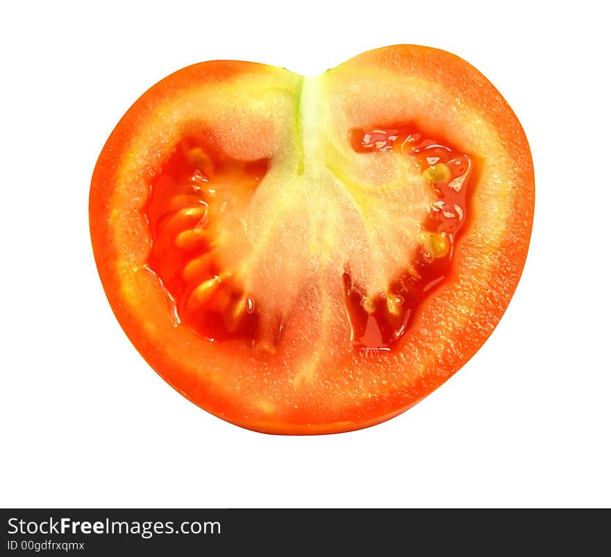 Fresh tomato vegetable cut isolated with clipping path included. Fresh tomato vegetable cut isolated with clipping path included