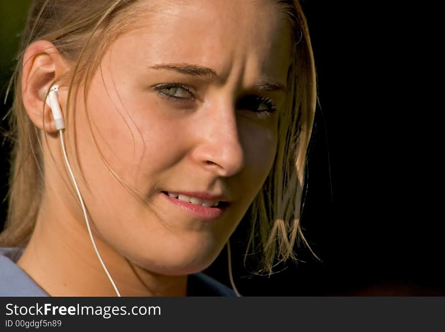 Portrait of a young person and pretty woman with green eyes. Portrait of a young person and pretty woman with green eyes