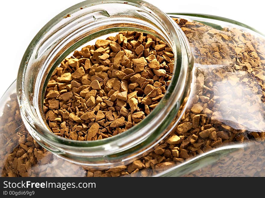 Instant coffee in glass bank-fragrant mixture of the refined grades granules