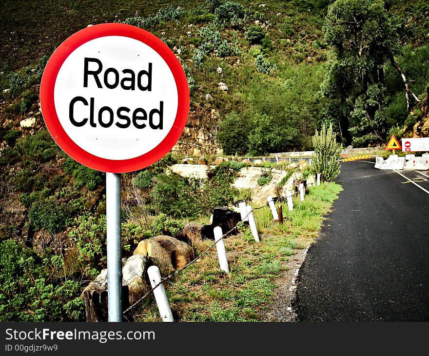 Landscape photo of a rural road closure. Landscape photo of a rural road closure.