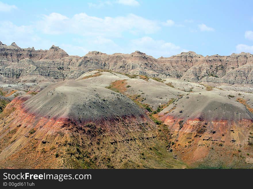 Colorful shot of some of the moutains at the South Dakota Badlands. Colorful shot of some of the moutains at the South Dakota Badlands