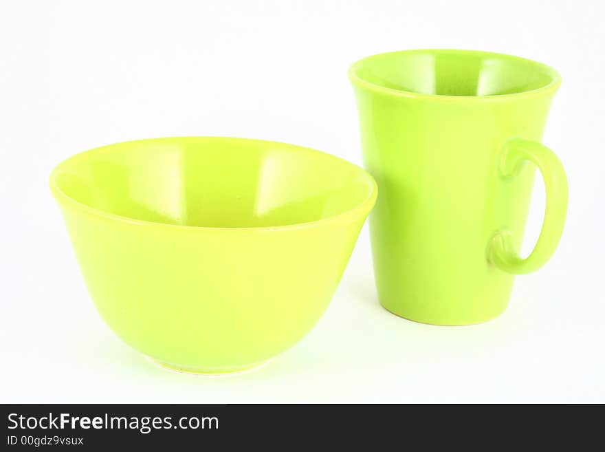 Some colored cups and dishes details. Some colored cups and dishes details