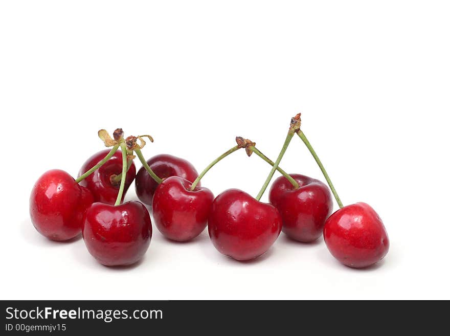 Cherries on a white backgrond