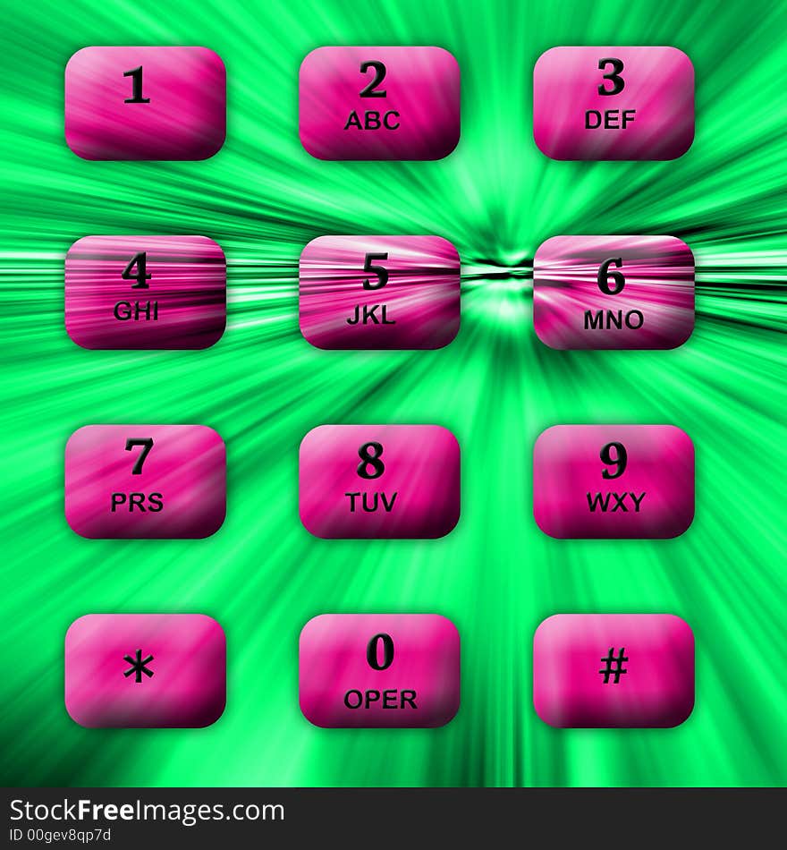 Communication telephone buttons.  Hi-tech background conveying speed. Communication telephone buttons.  Hi-tech background conveying speed