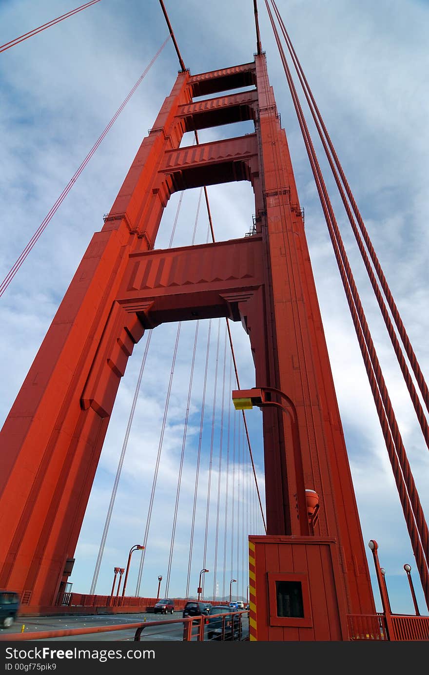 GGolden Gate Bridge Arch  Vertical View. GGolden Gate Bridge Arch  Vertical View