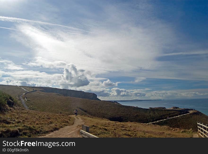 The way to bedruthin steps,
near newquay,
cornwall,
england,
united kingdom. The way to bedruthin steps,
near newquay,
cornwall,
england,
united kingdom.