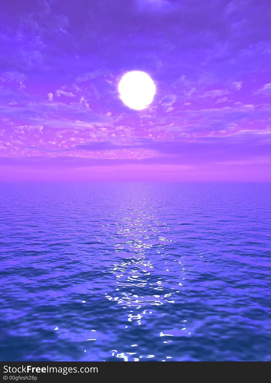 Beautiful sea and sky at sunset - digital artwork. Beautiful sea and sky at sunset - digital artwork