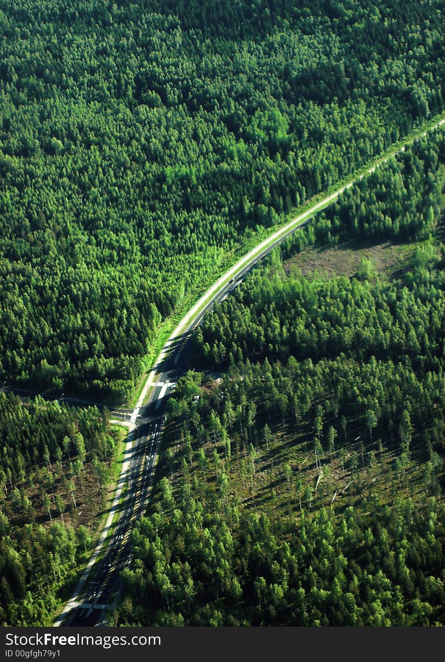 Typical finnish landscape seen from the air