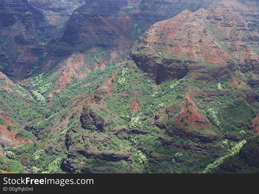 The view of colourful Waimea Canyon on Kauai island, Hawaii. The view of colourful Waimea Canyon on Kauai island, Hawaii.