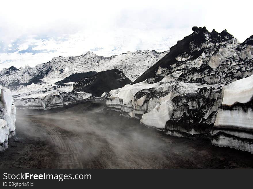 Misty Road On The Glacier