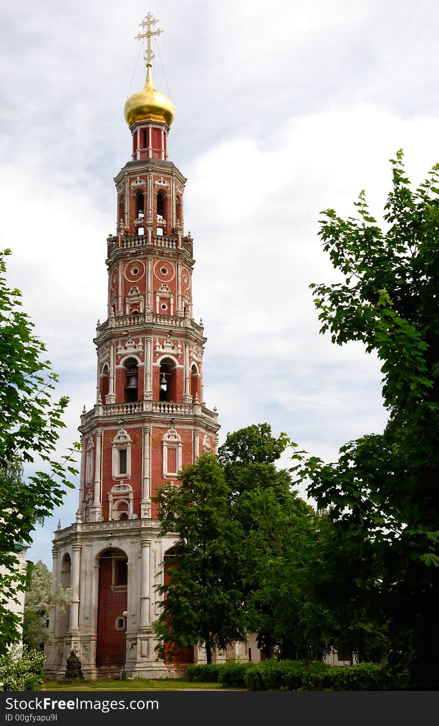 Bell tower of Novodevichiy monastery in Moscow. Bell tower of Novodevichiy monastery in Moscow