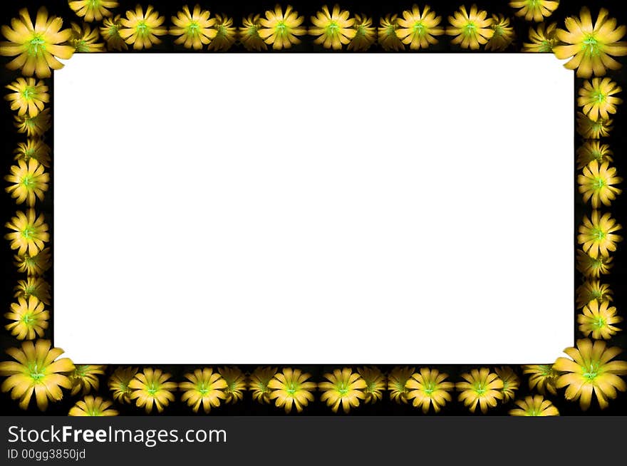 Abstract floral dark frame with yellow flowers. Abstract floral dark frame with yellow flowers