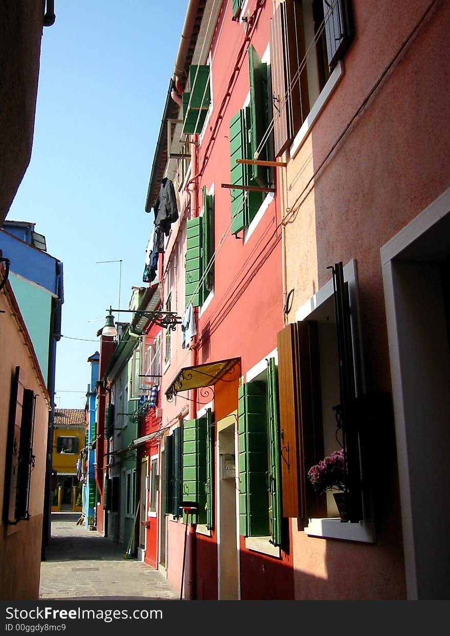 Venice colourful houses on Burano island, Italy. Venice colourful houses on Burano island, Italy