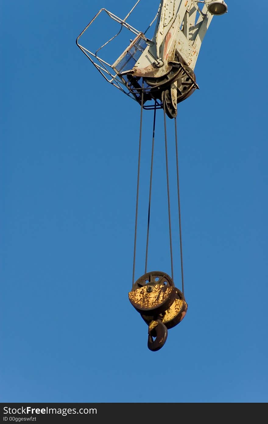 A closeup of an old style port crane. A closeup of an old style port crane