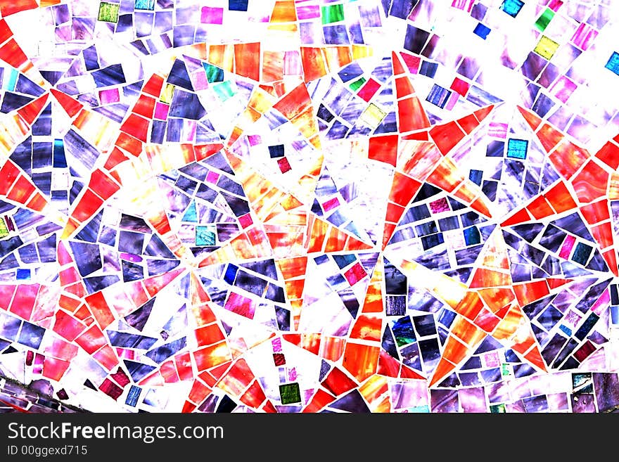 Stars - Colourful Mosaic Abstract Background Made Of Many Little Stones, Public Bench Surface. Stars - Colourful Mosaic Abstract Background Made Of Many Little Stones, Public Bench Surface