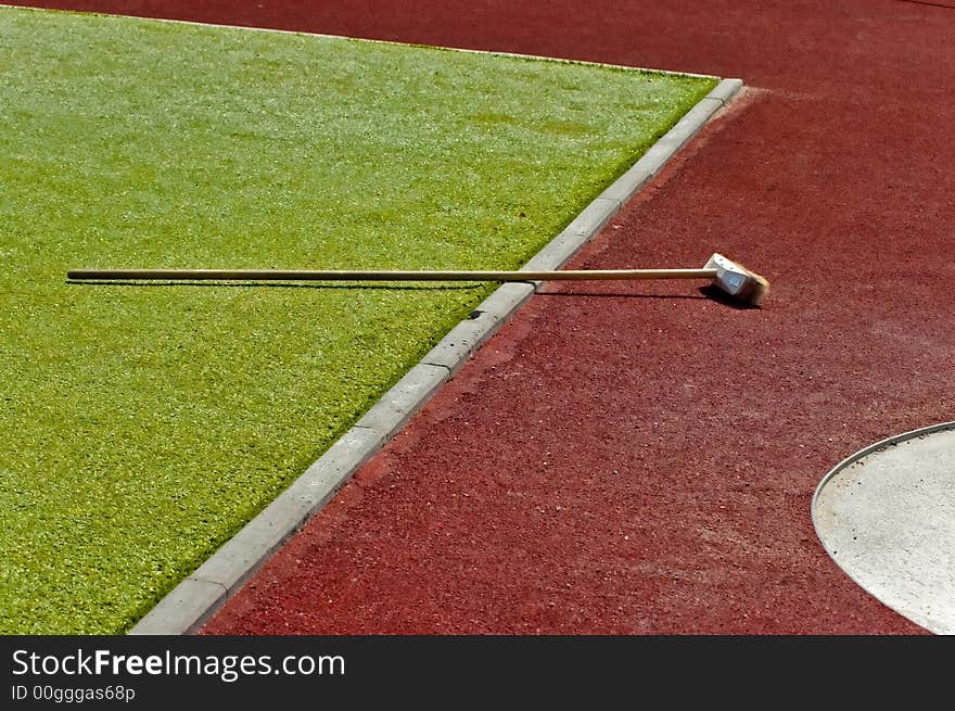 A brush on the ground to maintain sports field